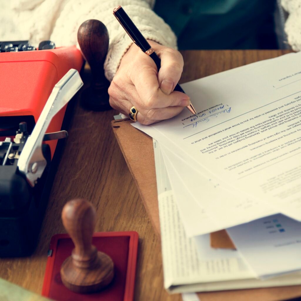 senior adult stamp contract form concept